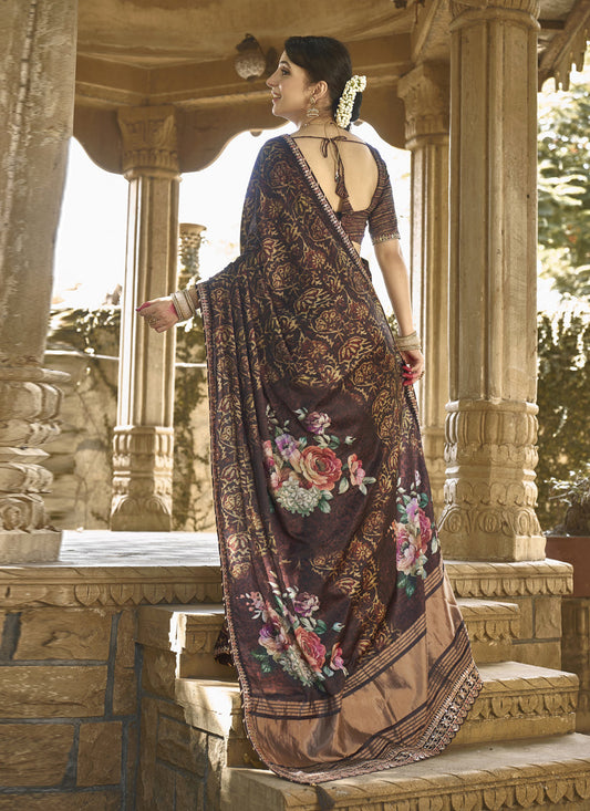 Coffee Brown Gajji Silk Designer Saree for Wedding