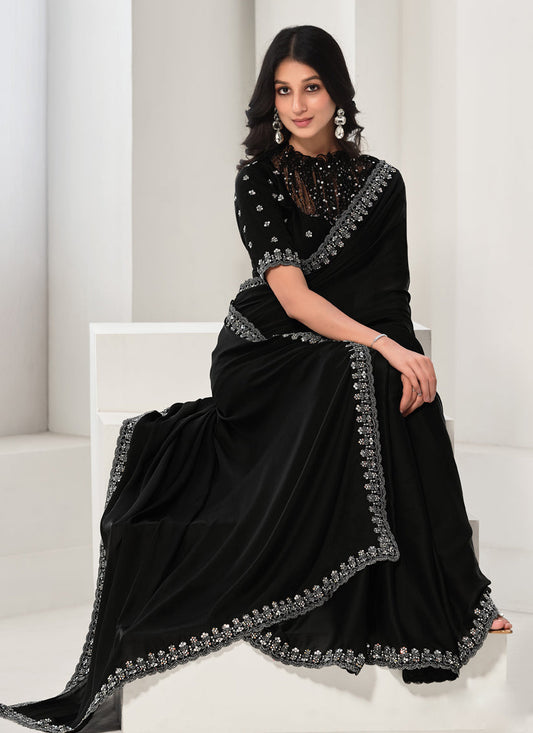 Black Embroidered Designer Saree