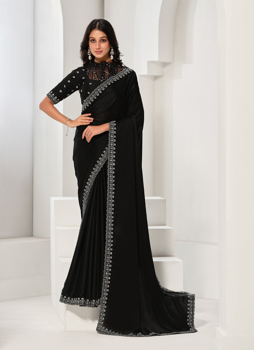 Black Embroidered Designer Saree