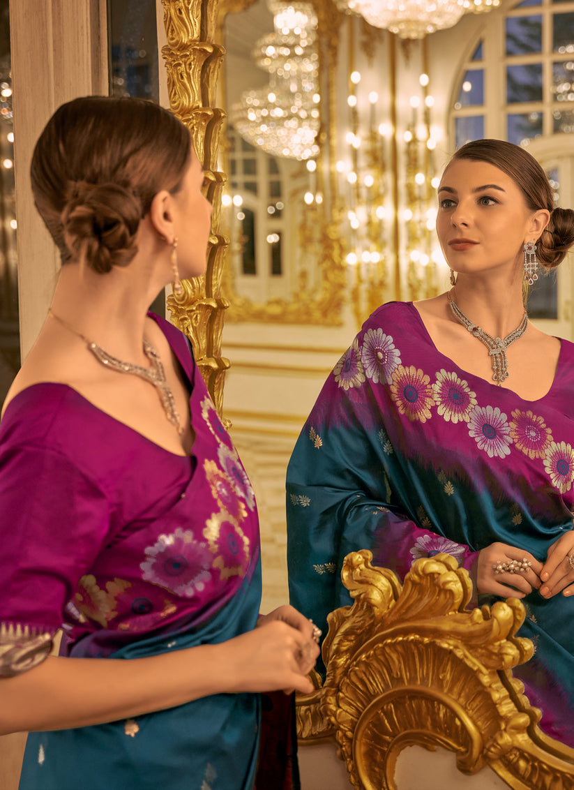 Peacock Blue Banarasi Silk Woven Saree