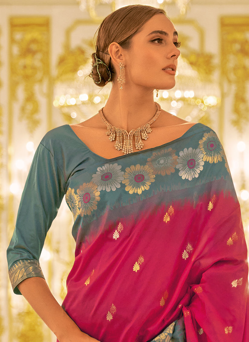 Rani Pink Banarasi Silk Woven Saree