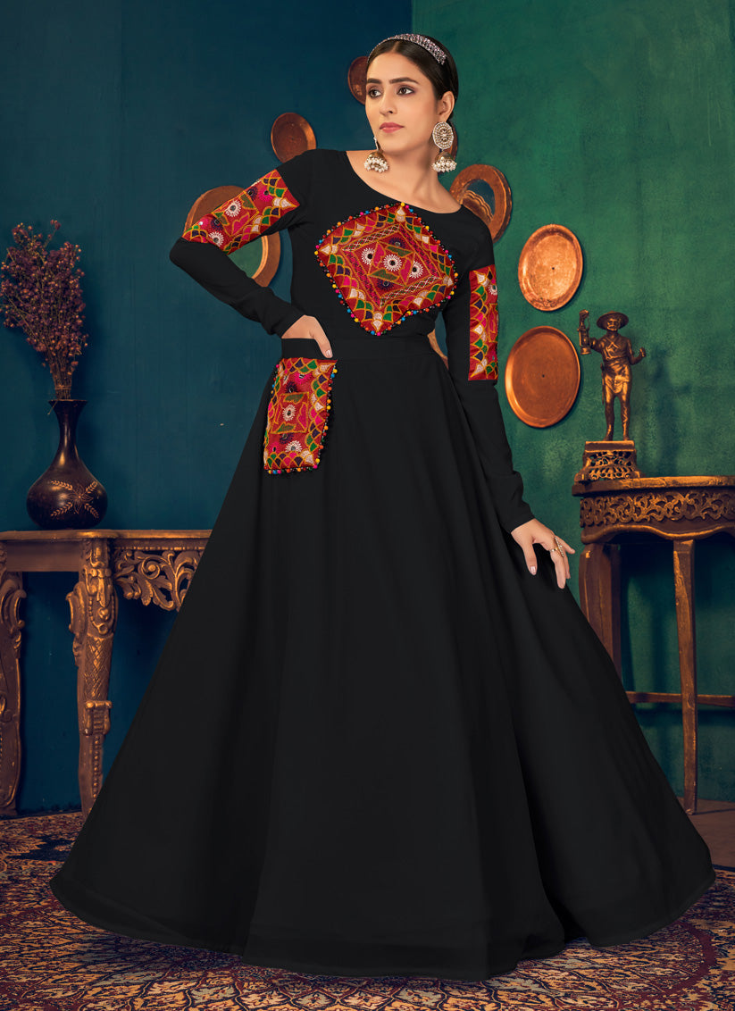 Black Georgette Party Wear Gown