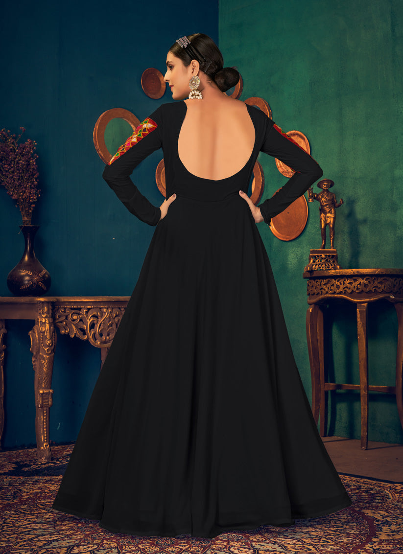 Black Georgette Party Wear Gown