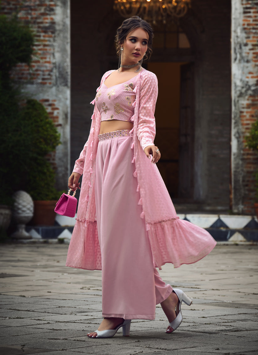 Fascinating Pink Georgette Designer Indowestern