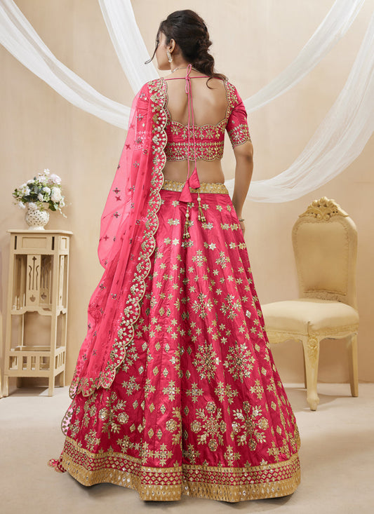 Rani Pink Art Silk Embroidered Lehenga Choli