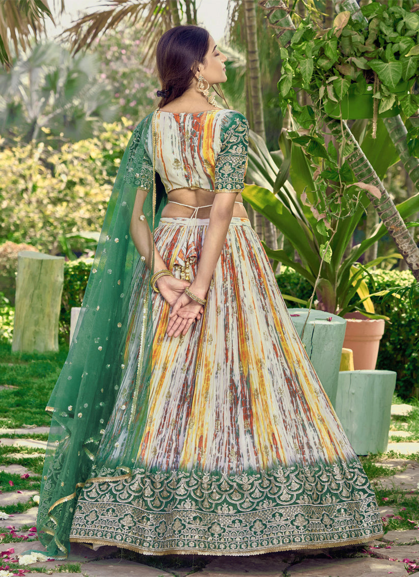 Multicolor Chinnon Digital Print Lehenga Choli
