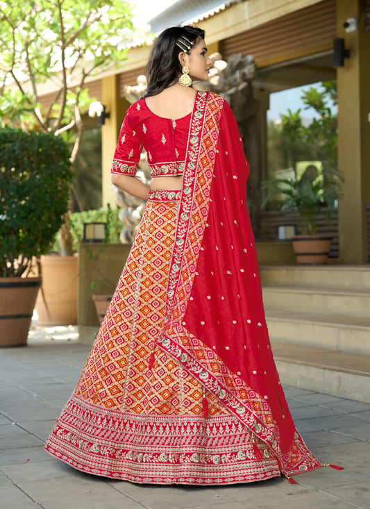 Stylish Red Heavy Embroidered Wedding Lehenga Choli Set
