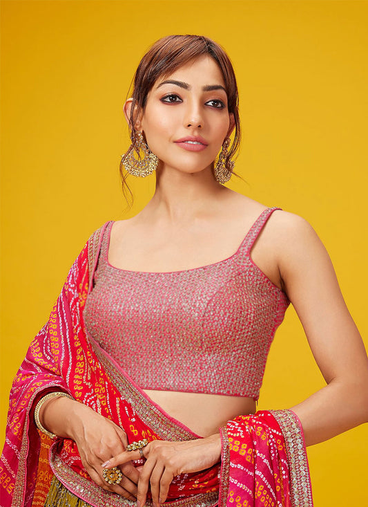 Olive Green Heavy Designer Georgette Lehenga Choli