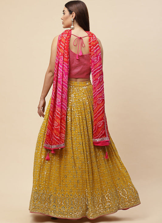 Yellow Heavy Designer Georgette Lehenga Choli