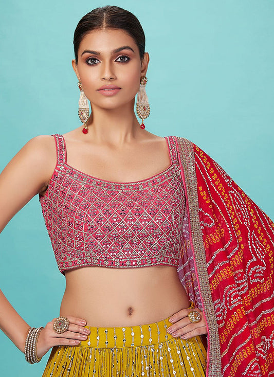 Yellow Heavy Designer Georgette Lehenga Choli