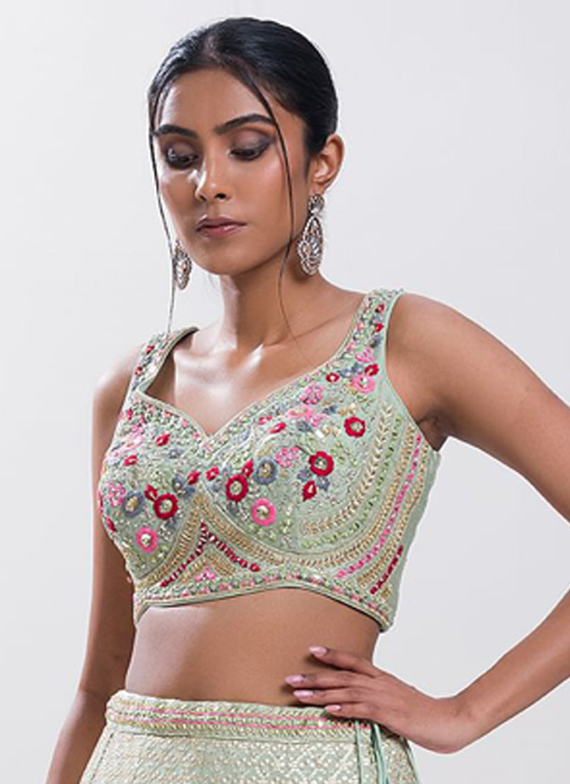 Sky Blue Heavy Designer Georgette Lehenga Choli