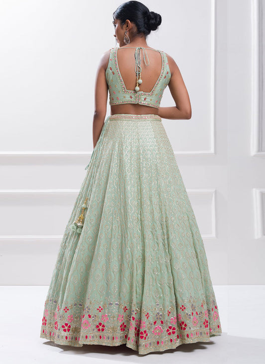 Sky Blue Heavy Designer Georgette Lehenga Choli