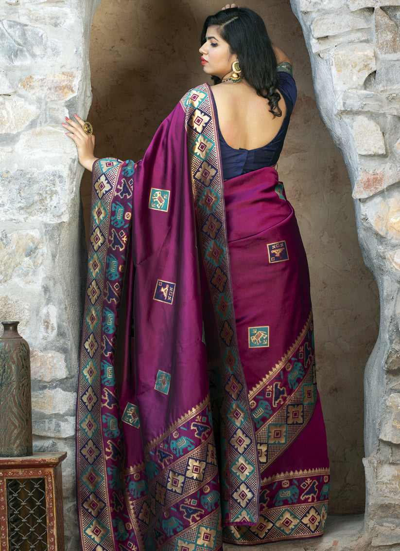 Magenta Patola Silk Weaving Saree