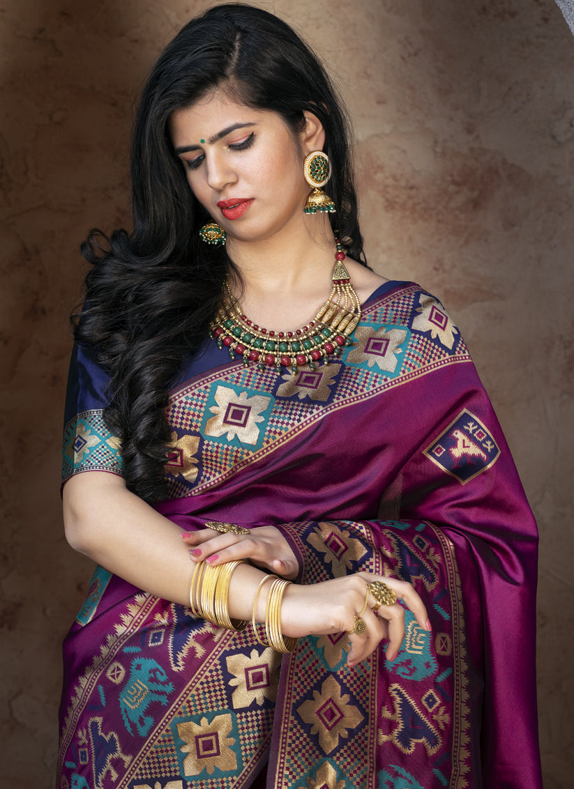 Magenta Patola Silk Weaving Saree