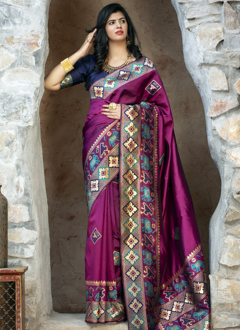 Magenta Patola Silk Weaving Saree