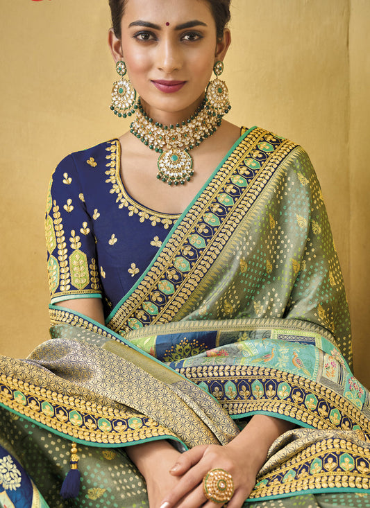 Multicolor Pure Dola Viscose Designer Saree