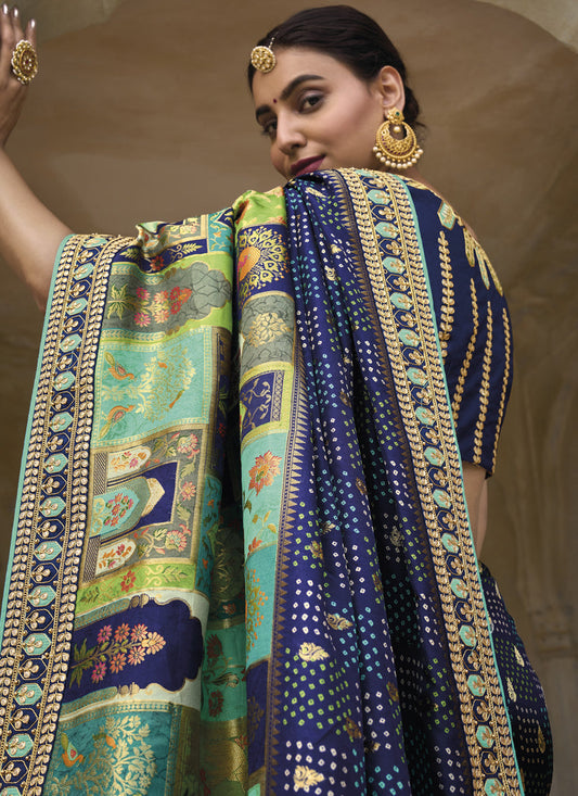 Multicolor Pure Dola Viscose Designer Saree