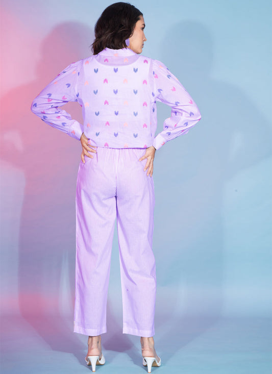 Lavender Cotton Printed Crepe Co-Ord Set