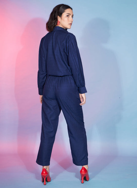 Navy Blue Viscose Rayon Printed Crepe Co-Ord Set