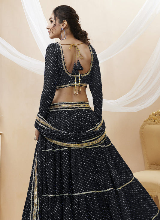 Black Leheriya Print Georgette Lehenga Choli