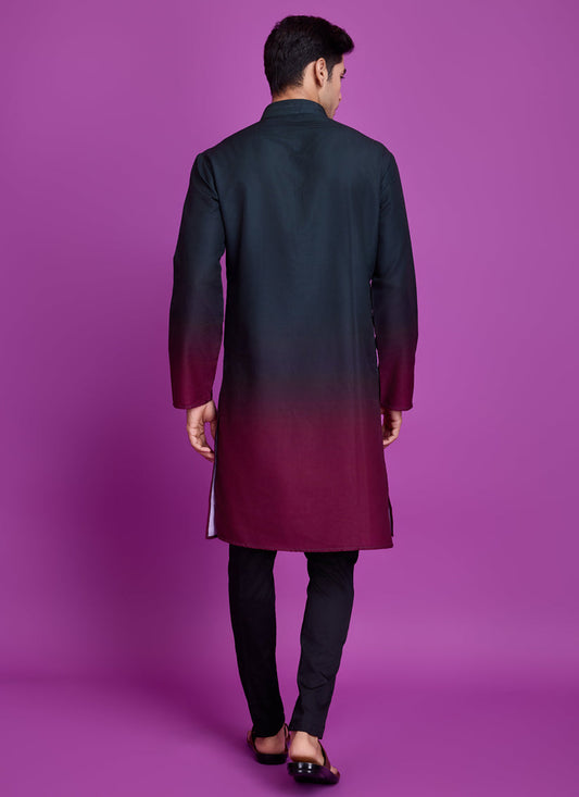 Teal Green and Maroon Rayon Navratri Special Kurta