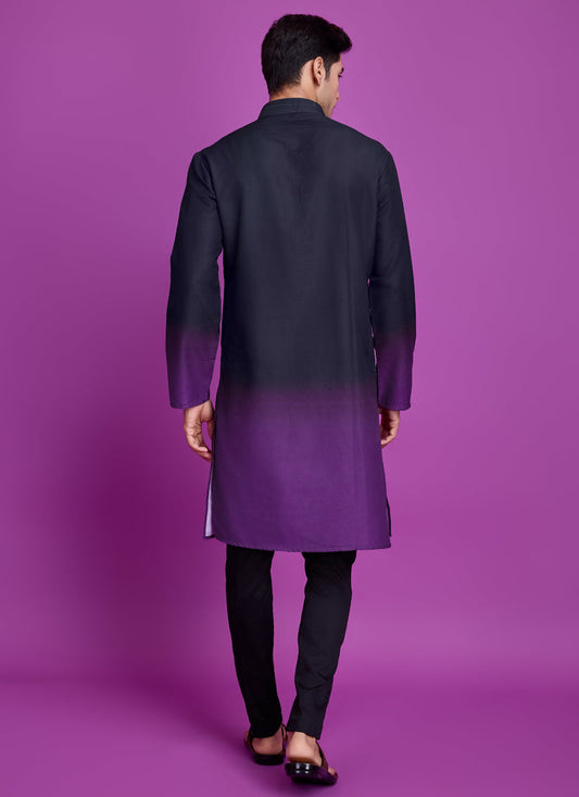 Black and Dusty Purple Rayon Navratri Special Kurta
