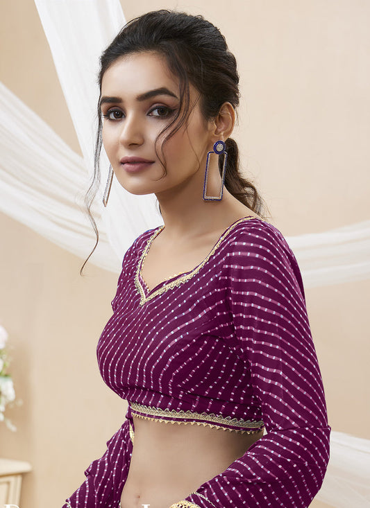 Magenta Leheriya Print Georgette Lehenga Choli