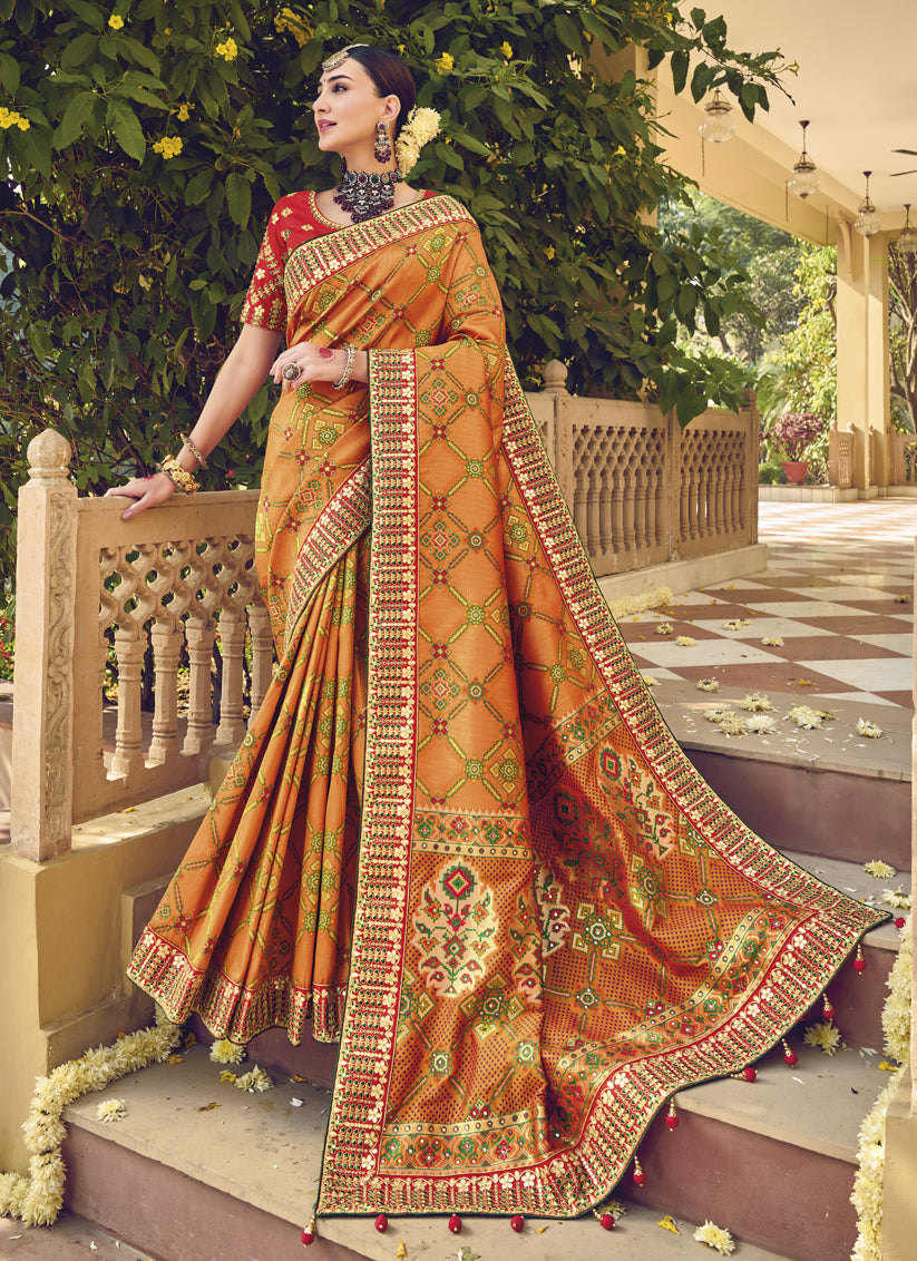 Mustard Yellow Pure Patola Silk Saree with Blouse
