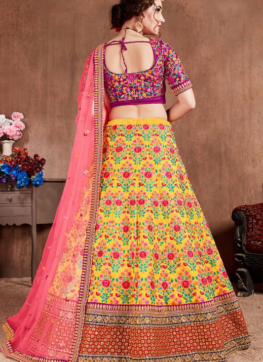 Sweet Yellow Mulberry Silk Wedding Lehenga Choli