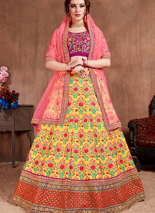 Sweet Yellow Mulberry Silk Wedding Lehenga Choli