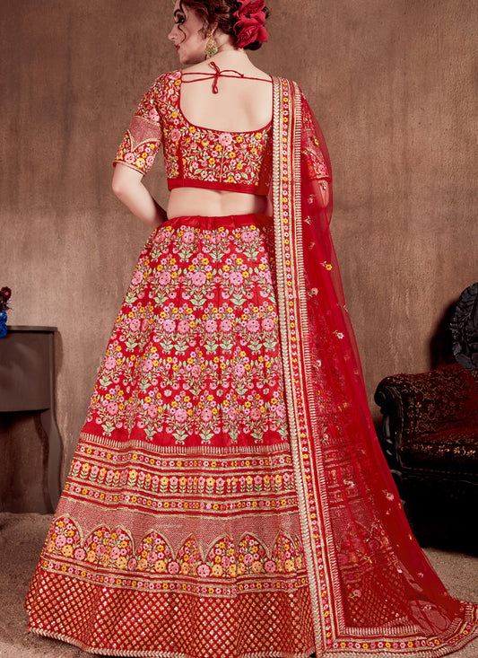 Beautiful Red Mulberry Silk Bridal Lehenga Choli