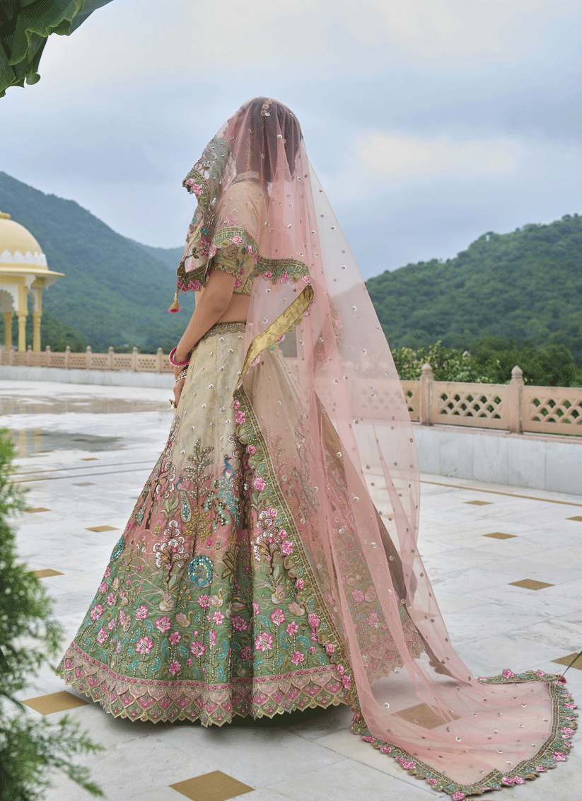 Beautiful Multicolor Heavy Embroidered Silk Designer Lehenga Choli