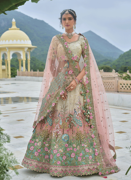 Beautiful Multicolor Heavy Embroidered Silk Designer Lehenga Choli