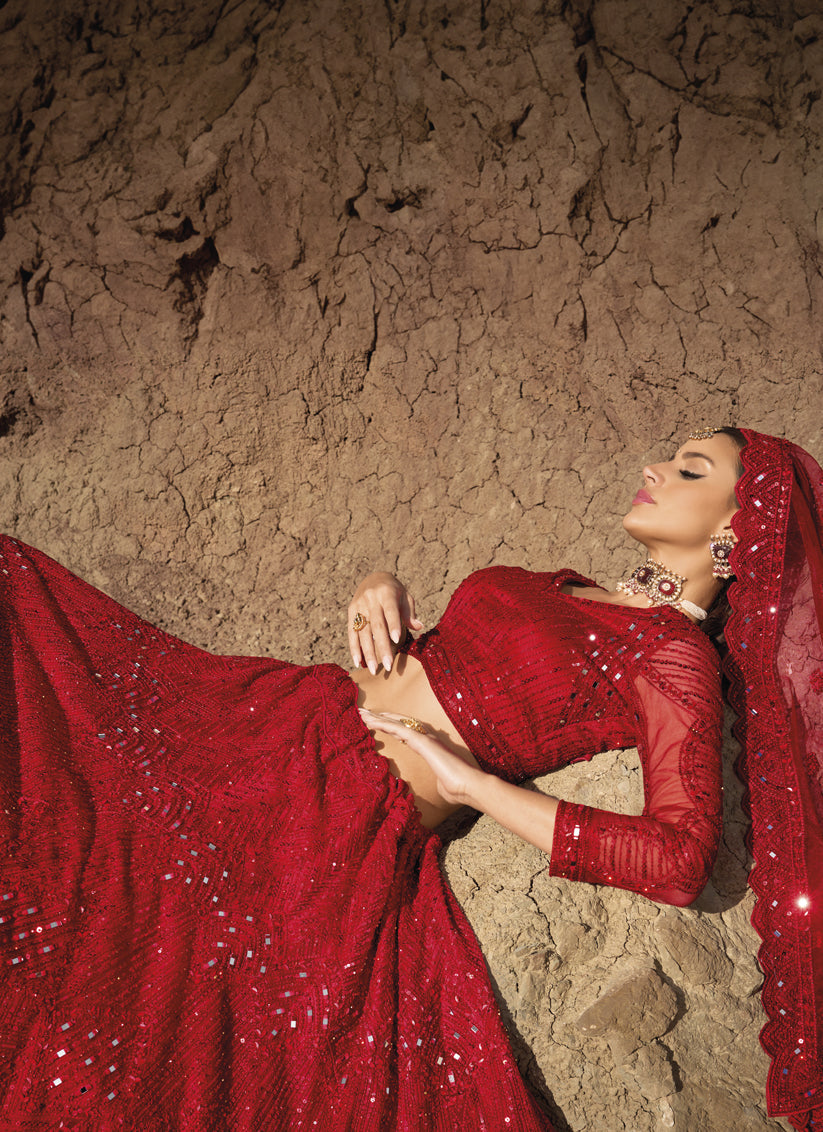 Red Heavy Designer Lehenga Choli Set