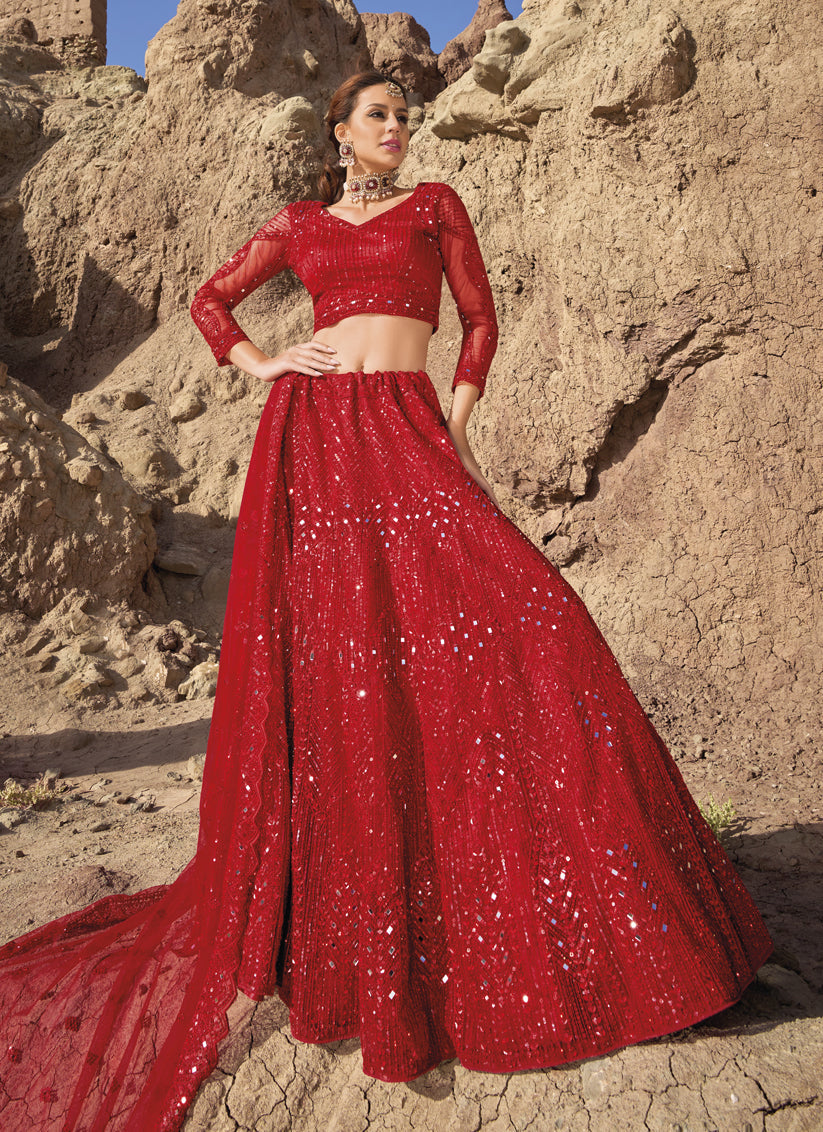 Red Heavy Designer Lehenga Choli Set