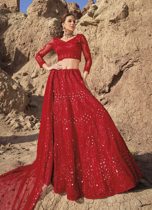 Red Heavy Designer Lehenga Choli Set
