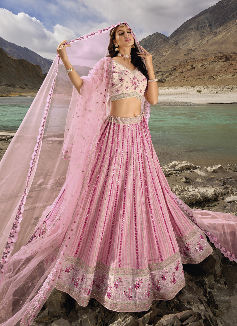 Rose Pink Heavy Designer Lehenga Choli Set