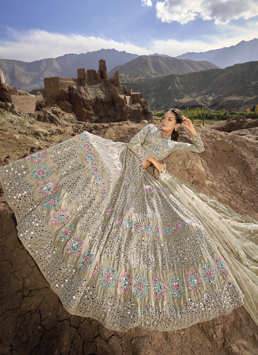 Dusty Beige Heavy Designer Lehenga Choli Set