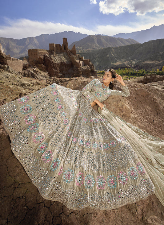 Dusty Beige Heavy Designer Lehenga Choli Set