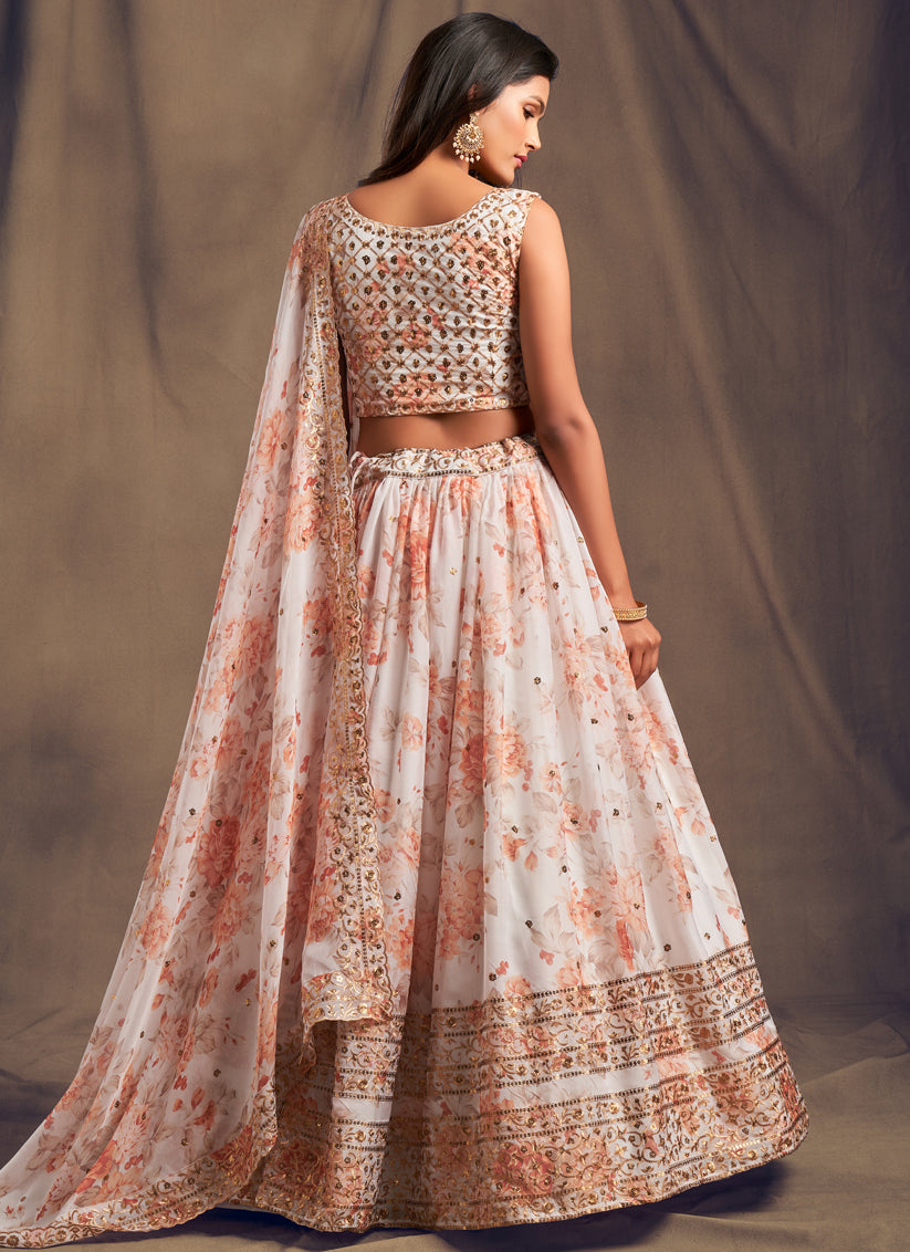 Astonishing White Organza Embroidered Designer Lehenga Choli