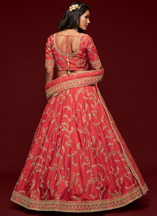 Astonishing Gajari Art Silk Wedding Lehenga Choli
