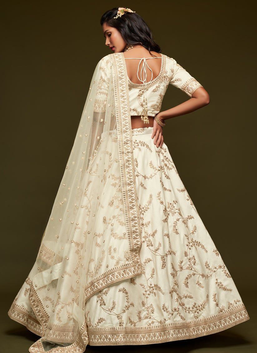 Elegant White Art Silk Wedding Lehenga Choli