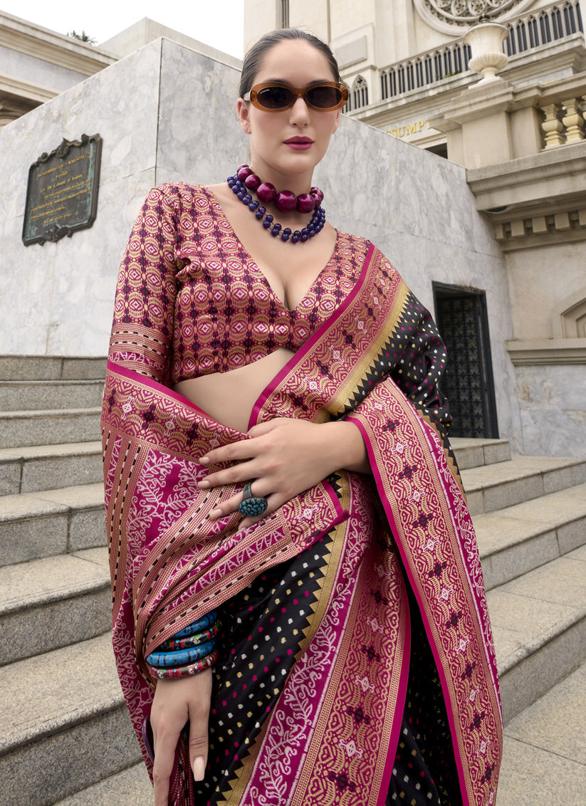 Black Banarasi Silk Woven Saree