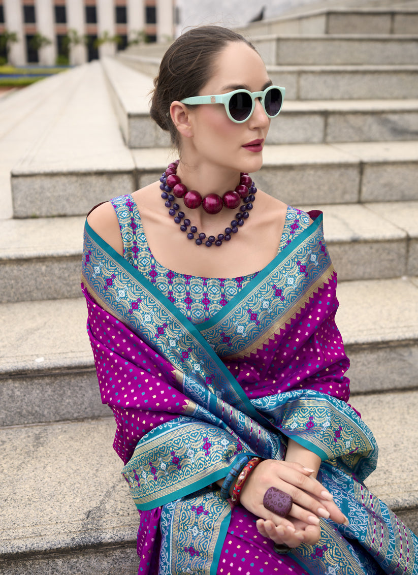 Magenta Banarasi Silk Woven Saree