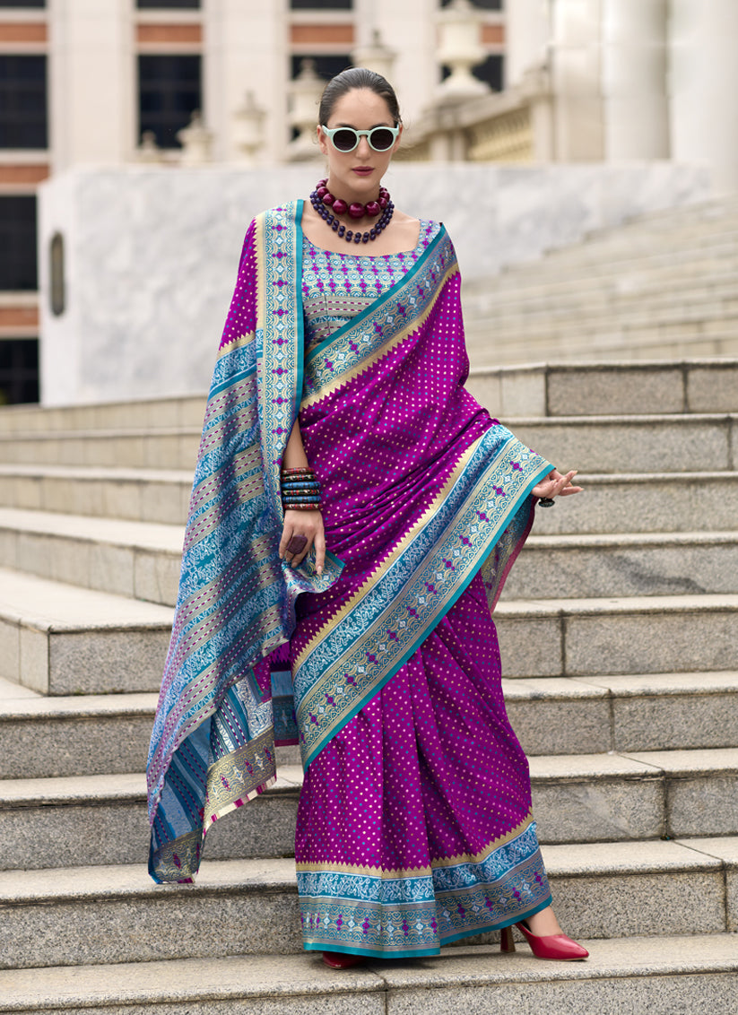 Magenta Banarasi Silk Woven Saree