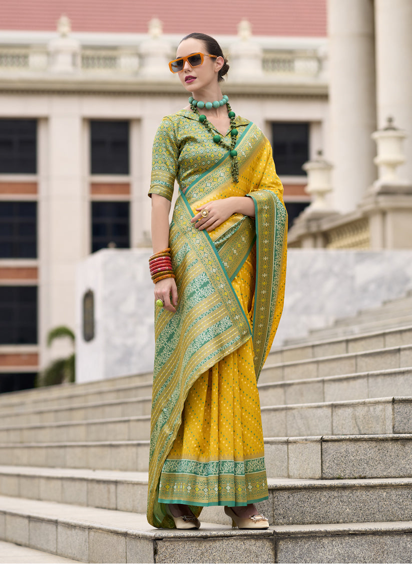 Sunny Yellow Banarasi Silk Woven Saree