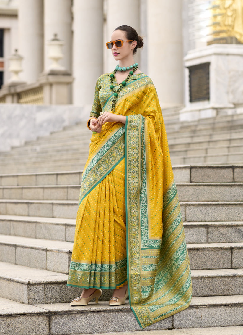 Sunny Yellow Banarasi Silk Woven Saree