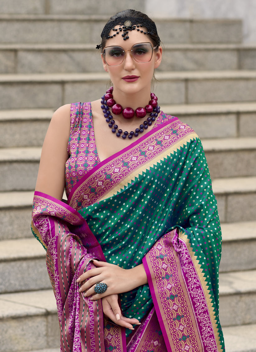 Emerald Green Banarasi Silk Woven Saree
