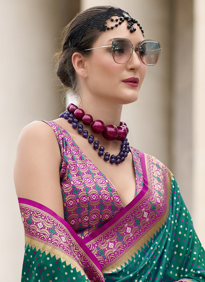 Emerald Green Banarasi Silk Woven Saree