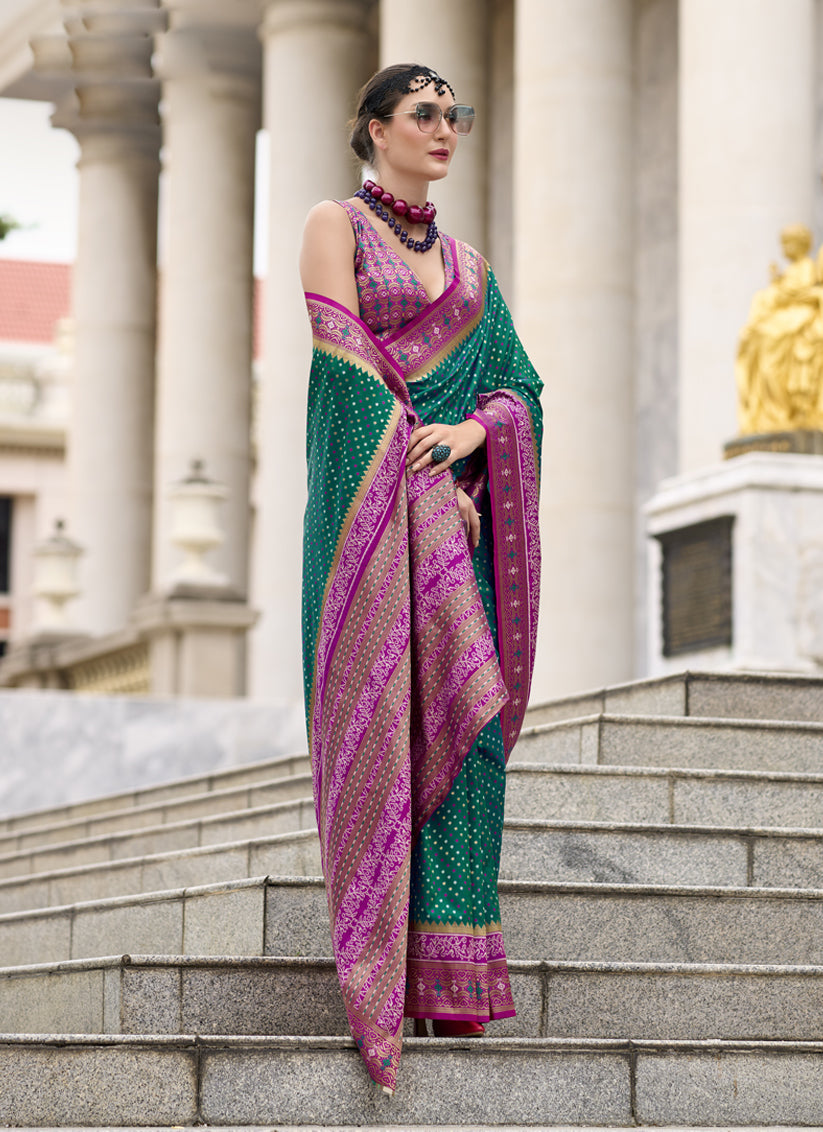 Emerald Green Banarasi Silk Woven Saree